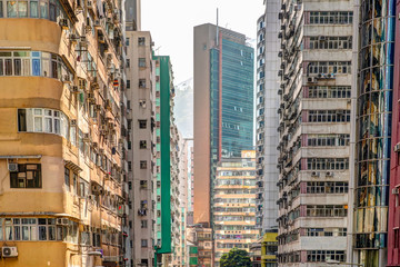 Fototapeta premium Modern architecture of office and residential towers of the Hong Kong Skyline