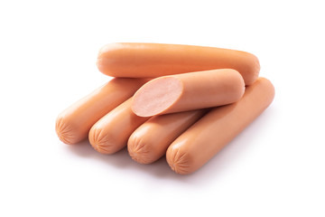 Boiled sausages isolated on white