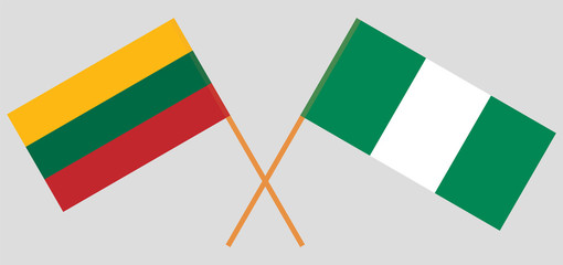 Crossed flags of Nigeria and Lithuania