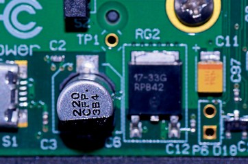 Closeup shot to a circuit board. Technology.