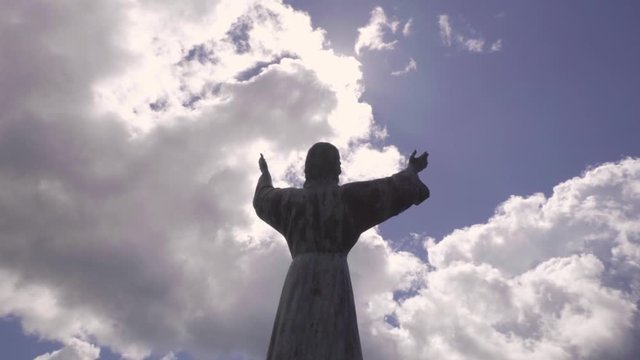 St. George's, Grenada - 5 JAN 2020: christian memorial monument on bay promenade with the sky background