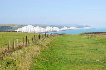 Fototapeta premium The Seven Sisters chalk cliffs near Seaford East Sussex England United Kingdom UK