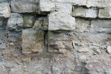 limestone rock Layers and cracks in sedimentary rock,can be used as background or texture. Cracks and layers of sandstone in Baltic countries, Estonia