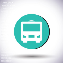 Bus vector icon , lorem ipsum Flat design