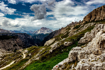 Fototapeta premium Landscape Hiking Trail Tre Cime Dolomite Alps