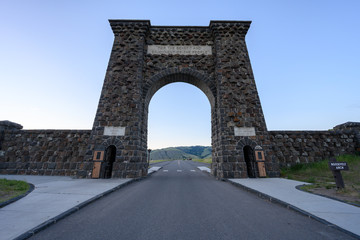 Low Angle View of Entrance Gate to Yellowstone National Park