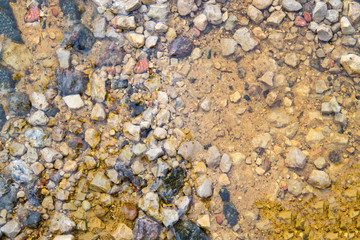 The stones under the water of the river