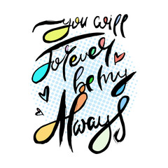 Hand lettering grunge card with textured handcrafted doodle letters in retro style