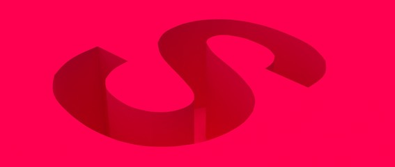 Diseño abstracto tridimensional de superficie en forma de letra "S". Render de fondo divertido en 3d para presentación de productos. Diseño minimalista, banner. 