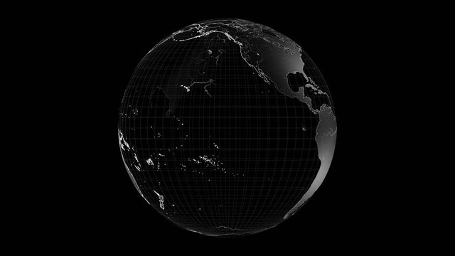 3D 4k rotating outline Earth - on black background. Elements of this image furnished by NASA