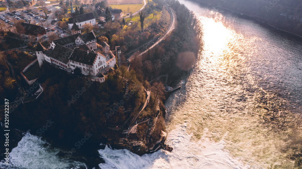 Wall mural Drone Photo of a waterfall in Switerland, aerial view - Wall murals