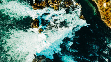 Drone Photo of a waterfall in Switerland, aerial view
