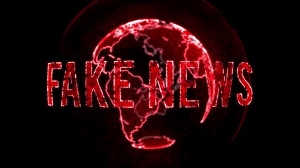 Fake News text words, earth globe in background out of focus depth of field 3D animation	 - Powered by Adobe