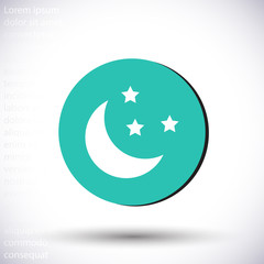 Moon vector icon , lorem ipsum Flat design