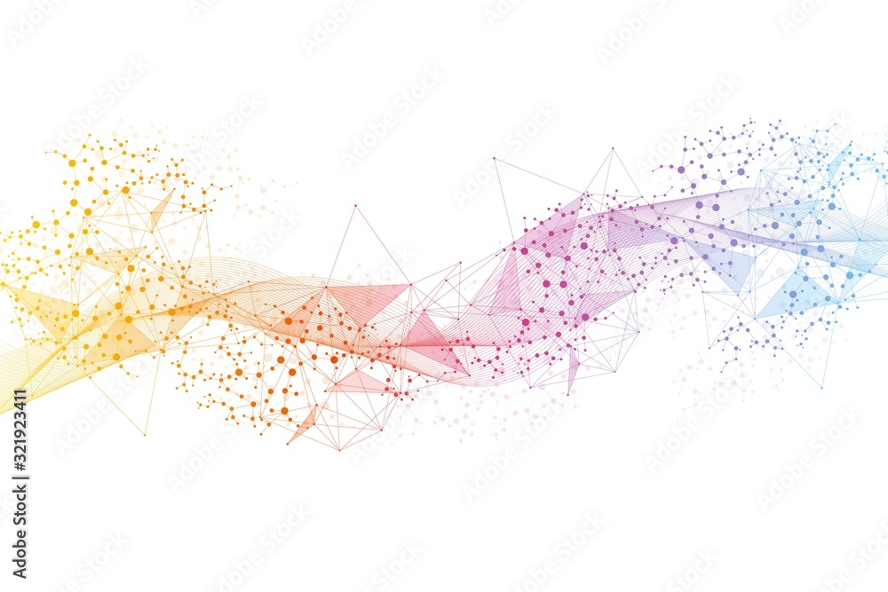 Aufkleber geometric abstract background with connected line and dots. structure molecule and communication. bi
