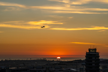 Sunset at the airport