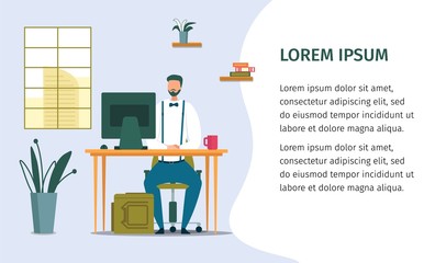 Professional Office Worker at Desk Design Poster