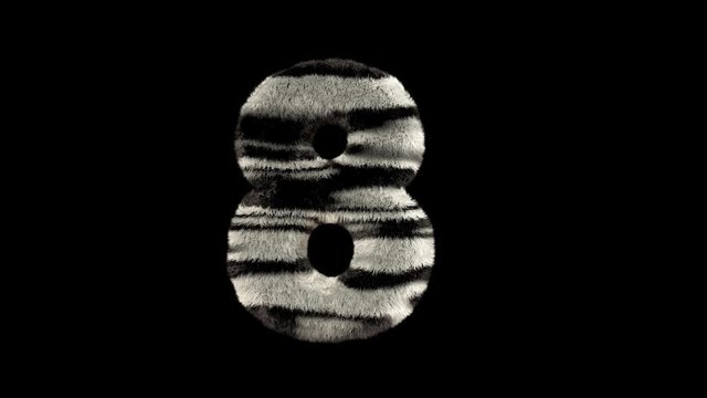 3D animated furry hairy zoo leopard text typeface with alpha channel  8
