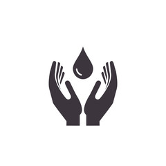Fototapeta na wymiar Hands holding a water drop vector illustration. Hands protecting water icon, Save Water concept