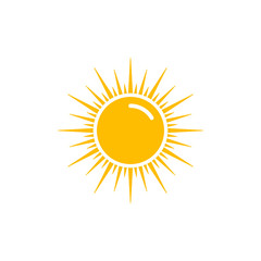 Sun icon, Vector isolated flat design yellow illustration