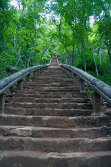 Stairs to a hilltop temple near Battambang, Cambodia