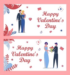 Valentines Day Set with Festively Dressed People.