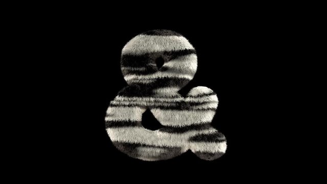 3D animated furry hairy zoo leopard text typeface with alpha channel  ampersand