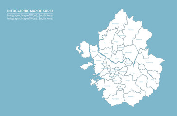 gyeonggido map. vector of korea provinces map. south korea map.