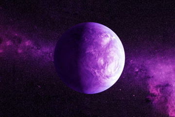 Fantastic exoplanet of violet color. Elements of this image were furnished by NASA.