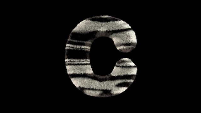 3D animated furry hairy zoo leopard text typeface with alpha channel  C
