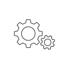 Gear Icon Isolated on White Background, Vector flat design line illustration