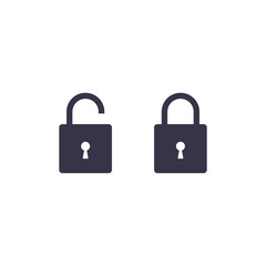 Lock Icon open and close. Vector isolated flat design Padlock illustration