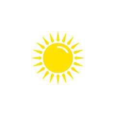 Sun icon, Vector isolated flat design illustration on white background