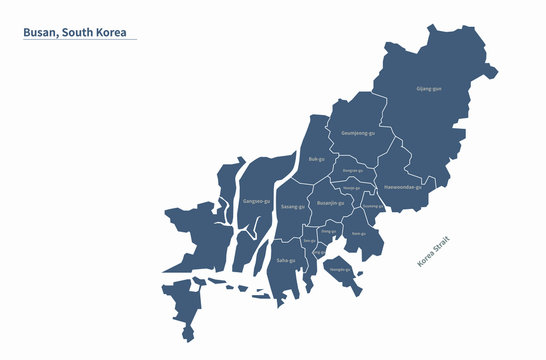 Korea Map. Busan Map Of Korea. 
