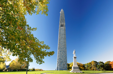 The Bennington Battle Monument at Sunset. The Monumnet is a 301 or 306 ft stone obelisk in...