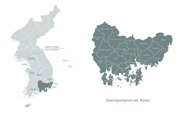korea map. busan map of korea. gyeongsang namdo. south gyeongsang do map. 