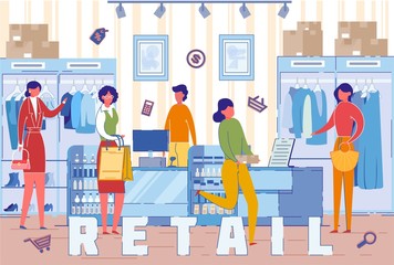 Buyers in Retail Clothes Store Word Concept Banner