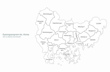 gyeongsang do map. gyeongsang-namdo and gyeongsang bukdo map. korea provinces map. 