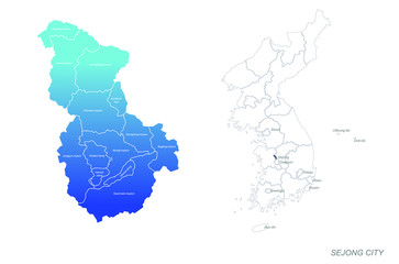 Fototapeta na wymiar korea city map. daejeon, sejong map. chongcheong-do map. 