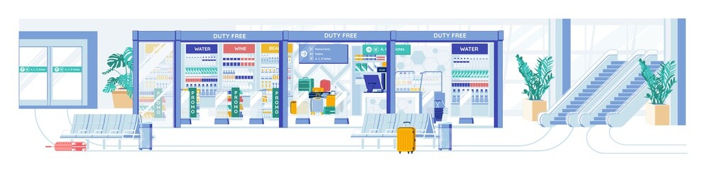 Commercial Airport Zone with Duty Free Stores.