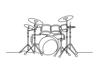 Fotobehang Continuous one line drawing of a drums © MegaShabanov