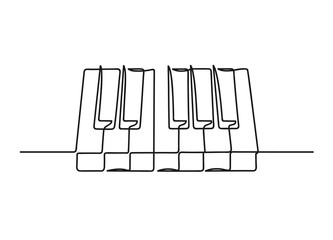 Continuous one line drawing of a piano keyboard