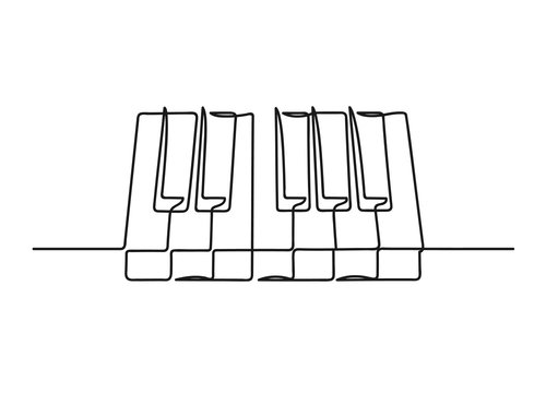 Continuous one line drawing of a piano keyboard