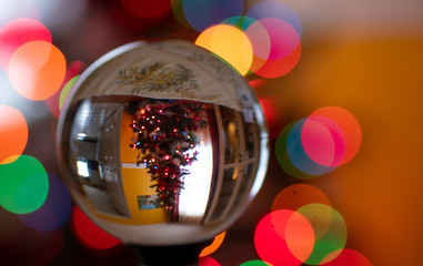 inverted Christmas tree in crystal ball