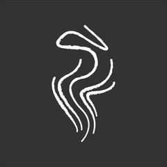 Wind chalk white icon on black background. Cold fresh air swirl. Good smell, perfume scent. Aromatic fragrance flow. Smoke puff. Blowing wind spirals. Isolated vector chalkboard illustration