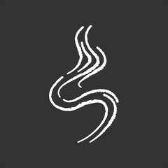 Fototapeta premium Odor chalk white icon on black background. Good smell. Aroma swirl, nice perfume scent wave. Aromatic fragrance flowing spirals, wind. Smoke puff, evaporation. Isolated vector chalkboard illustration