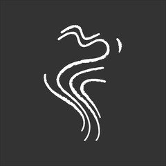 Odor chalk white icon on black background. Perfume scent swirl. Good smell. Aroma air wave, fume. Smoke puff, steam curl, evaporation. Aromatic fragrance. Isolated vector chalkboard illustration