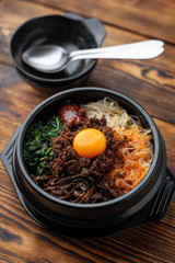 korean famouse hot stone bowl bibimbap