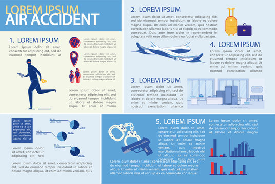 Air Accident or Aviation Disaster Infographic Set.