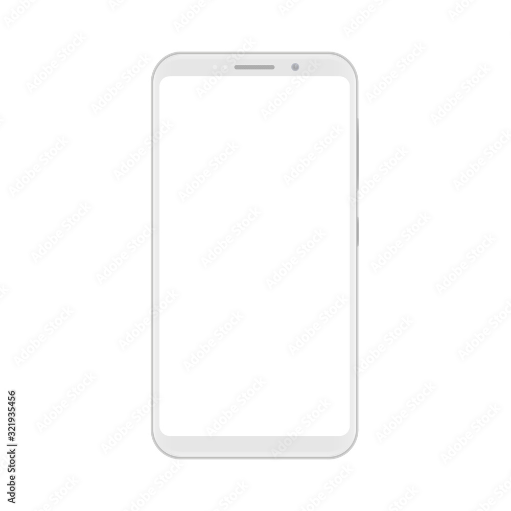 Poster White smartphone with empty touch screen, new model mobile - vector